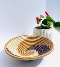 Load image into Gallery viewer, 12&quot; Purple &amp; White Swirl Sisal Basket
